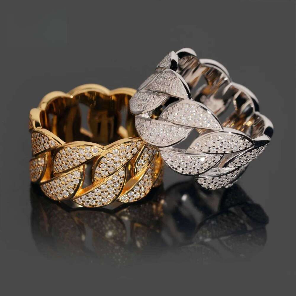 Fine Jewelry Hip Hop Rapper Iced Out Mens S Sier Cuban Moissanite Ring