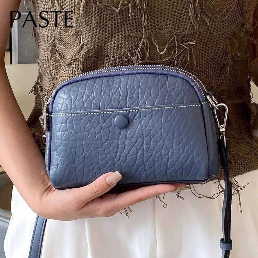 New 2024 Summer Small Flap Crossbody First Layer Cowhide Leather Women Shoulder Bag Leisure Daily-use Phone Purse
