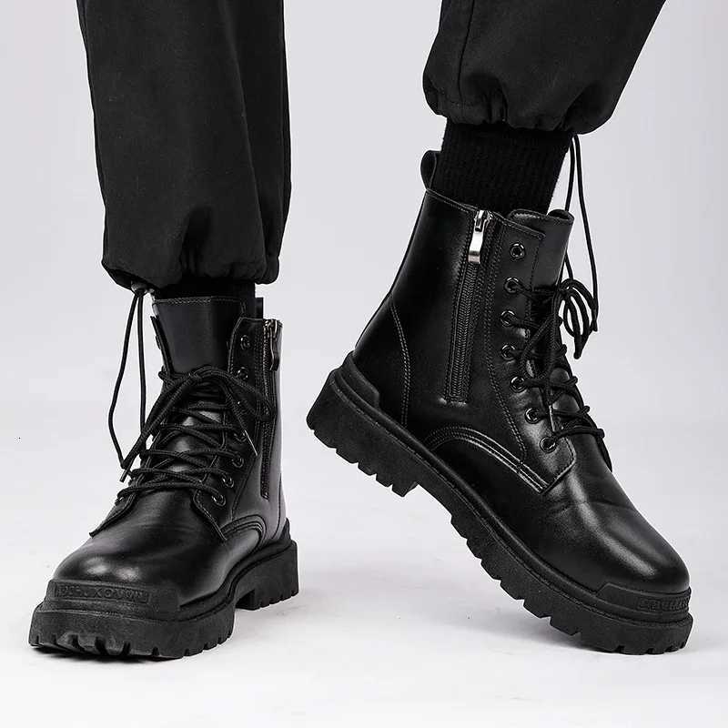 Mens Leather Boots Four Seasons Outdoor Casual Hiking Boots Retro Fashion Work Boots Thick Bottom Ankle Boots Anti-slip 2024 W250811