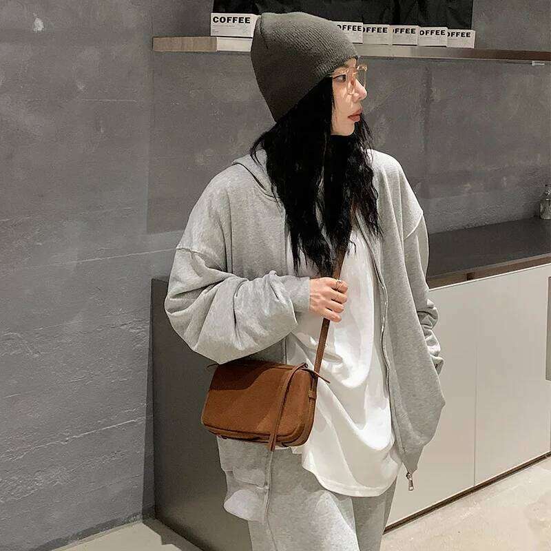 New Autumn 2026 Shoulder Simple First Layer Cowhide Suede Square Flap Small Thin Design Daily-use Women Crossbody Bag