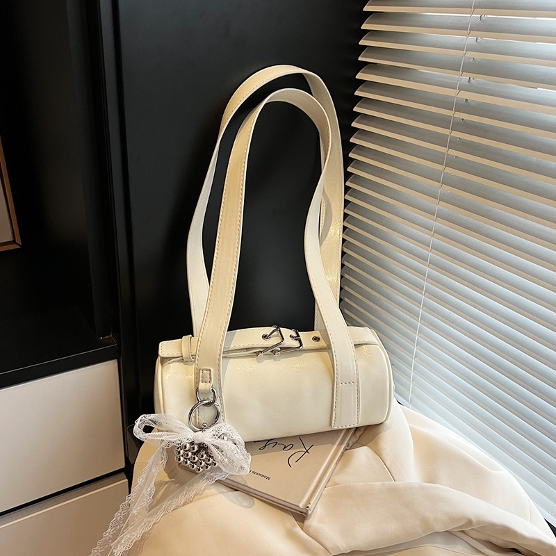 Korean Style Solid Color High-End Simple Trendy Pillow Single Shoulder Crossbody Women's Fashion Small Cylinder Bag ddmymoon