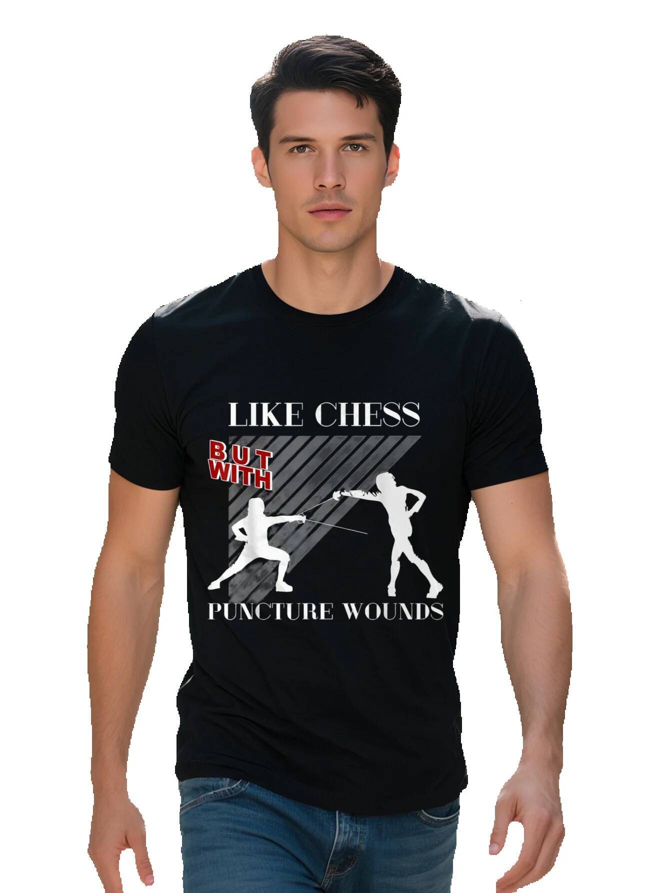 Men S T-shirt g Cotton Like Chess But With Puncture Wounds Cool Fencing T-Shirt 79414