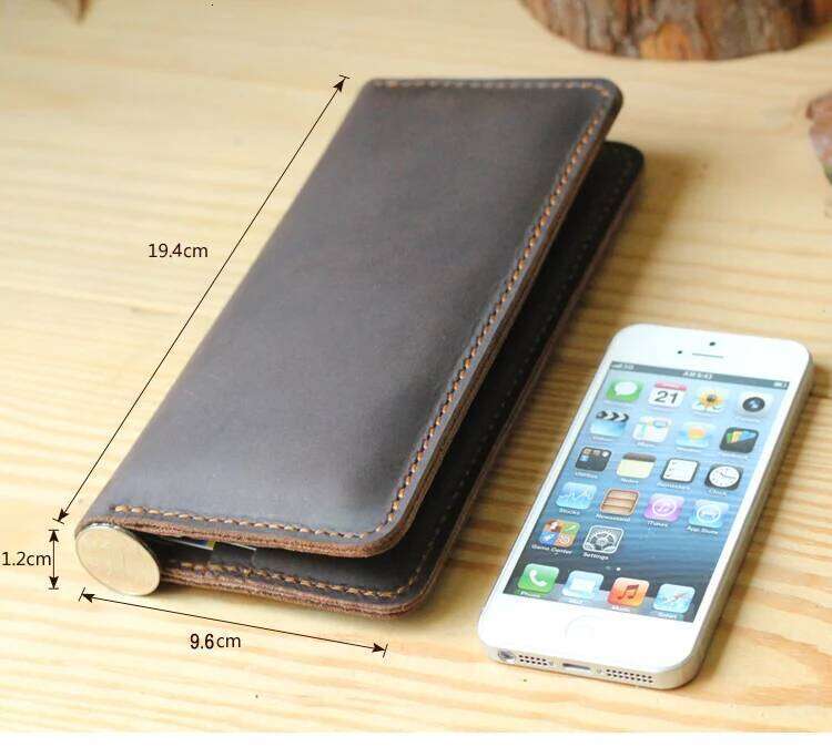 Handmade Vintage Crazy horse Genuine Wallet men Leather long wallet clutch male purse clips money bag