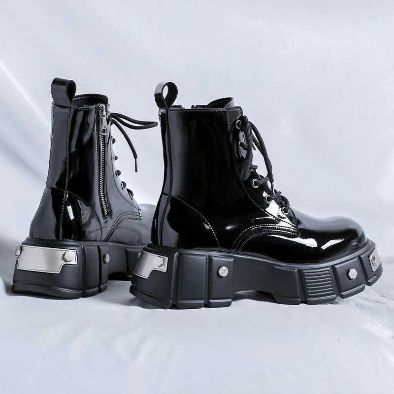 Autumn Men Platform Boots Casual Business Genuine Leather Ankle Boots Male Thick Sole Flats Sneakers British Party Dress Shoes W250811