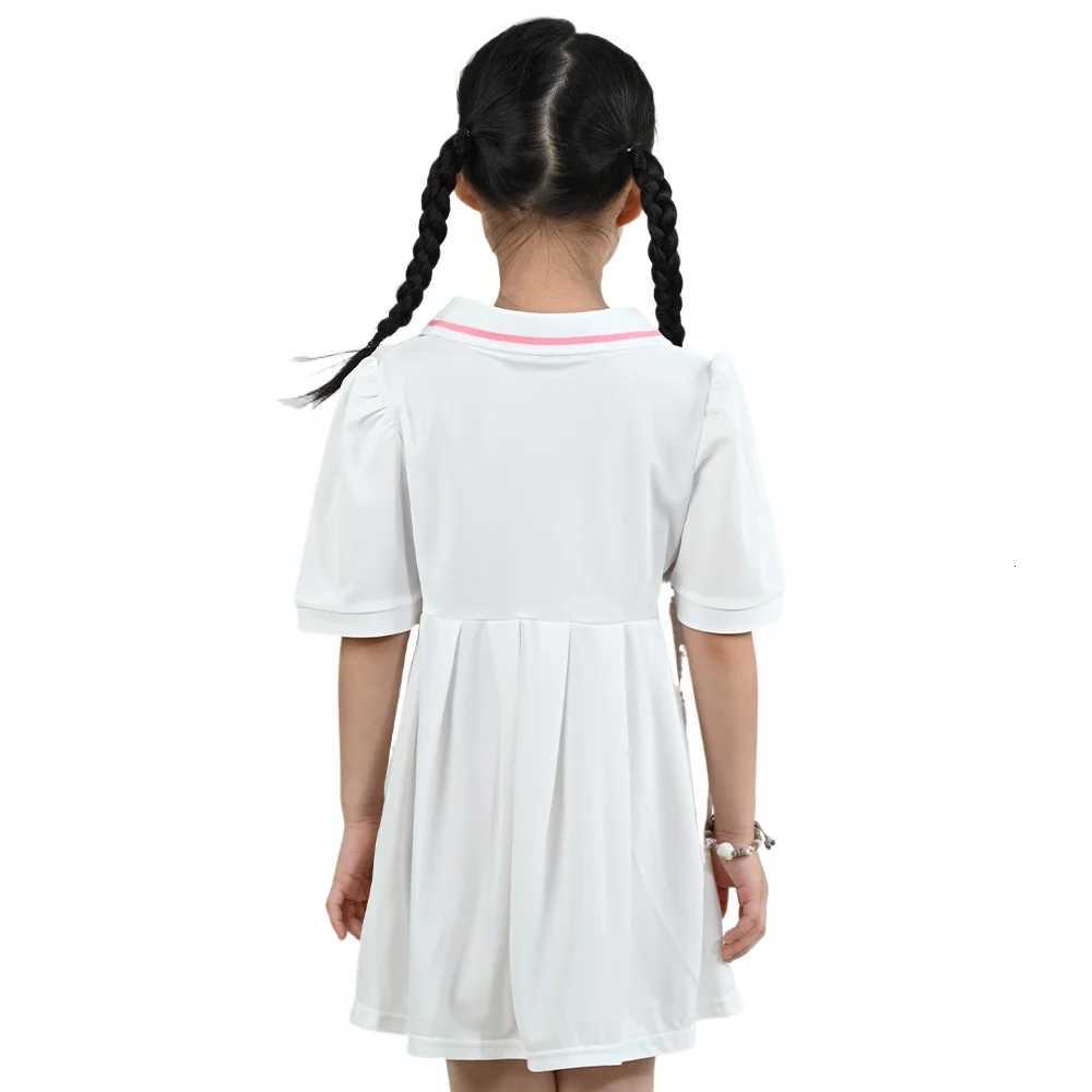Summer Girls Bubble Sleeve Dress Childrens Pleated Skirt Flip Collar Skirts Kids Princess Dress Baby Sweet Pleated Skirt W250811
