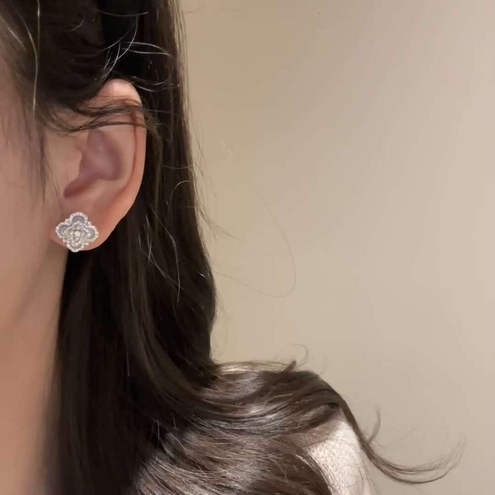 Light National Trend White Cat's Eye Stone Pearl Four-leaf Clover Necklace Earrings Ring Exquisite Sense of Temperament Versatile Set