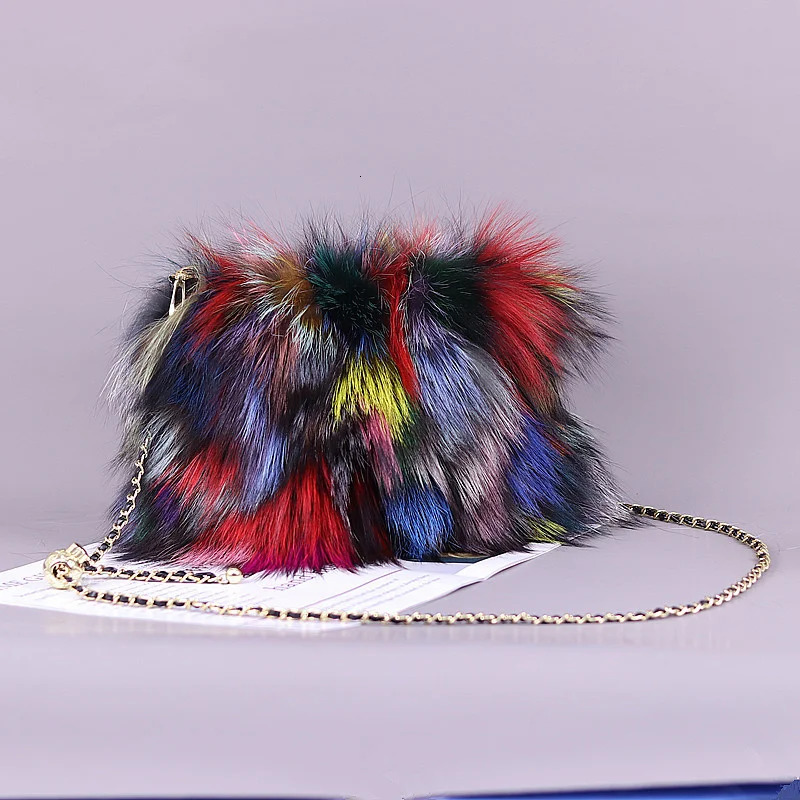 Fashion Fur Bag Autumn And Winter Real Bags Fluffy Fox Messenger For Female y Handbag Warm Plush 250811