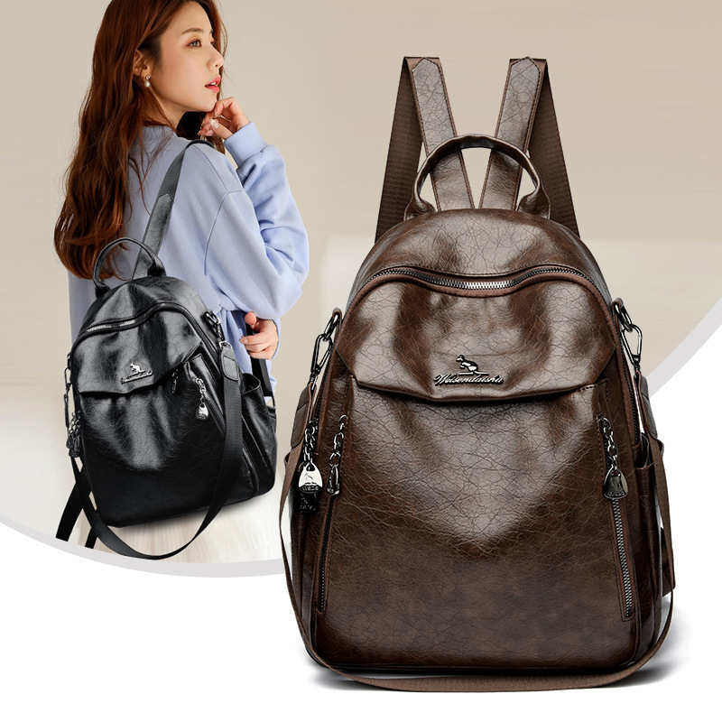 Soft Leather Women 2025 New Casual Multi-Functional Travel Backpack Large Capacity Commuting School Bag ddmymoon