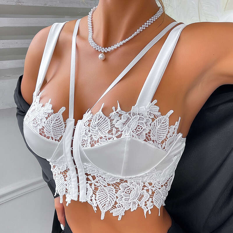 auty Sexy Hot Girl Pure Desire Lace Mesh See-through Double Strap Camisole for Women