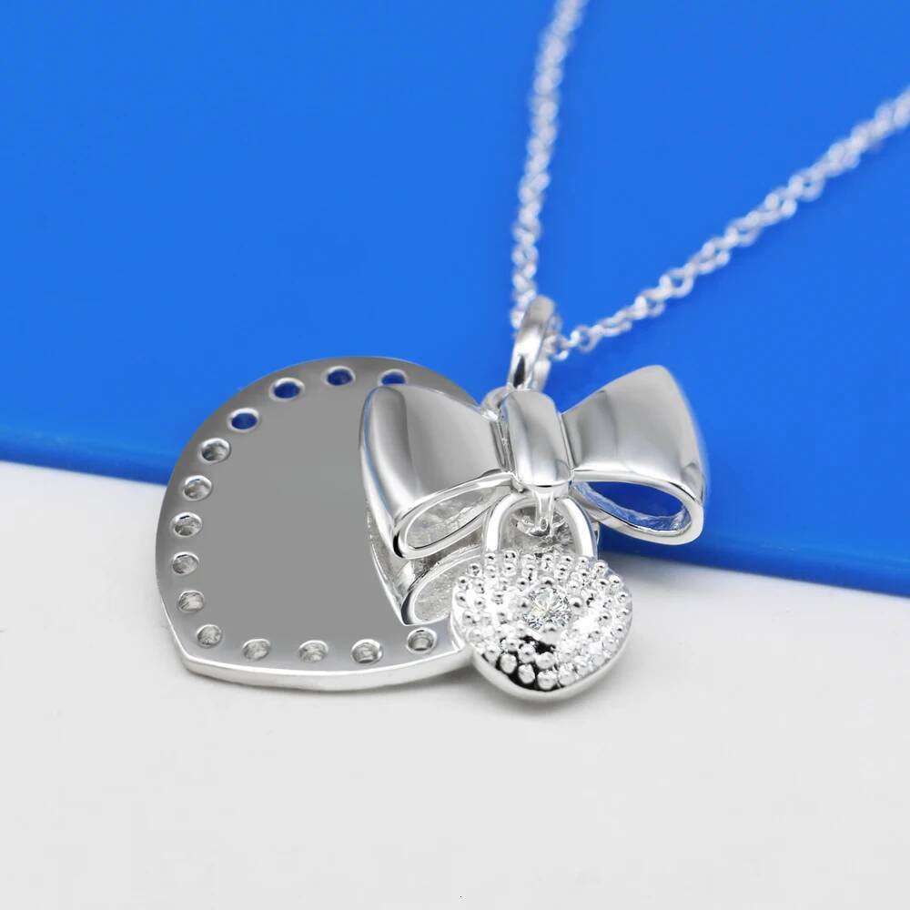 Classic Sterling Sier Pendant Necklace For Women Fashion Clavicle Heart Love Zircon Neck Chain Collar Jewelry Girls