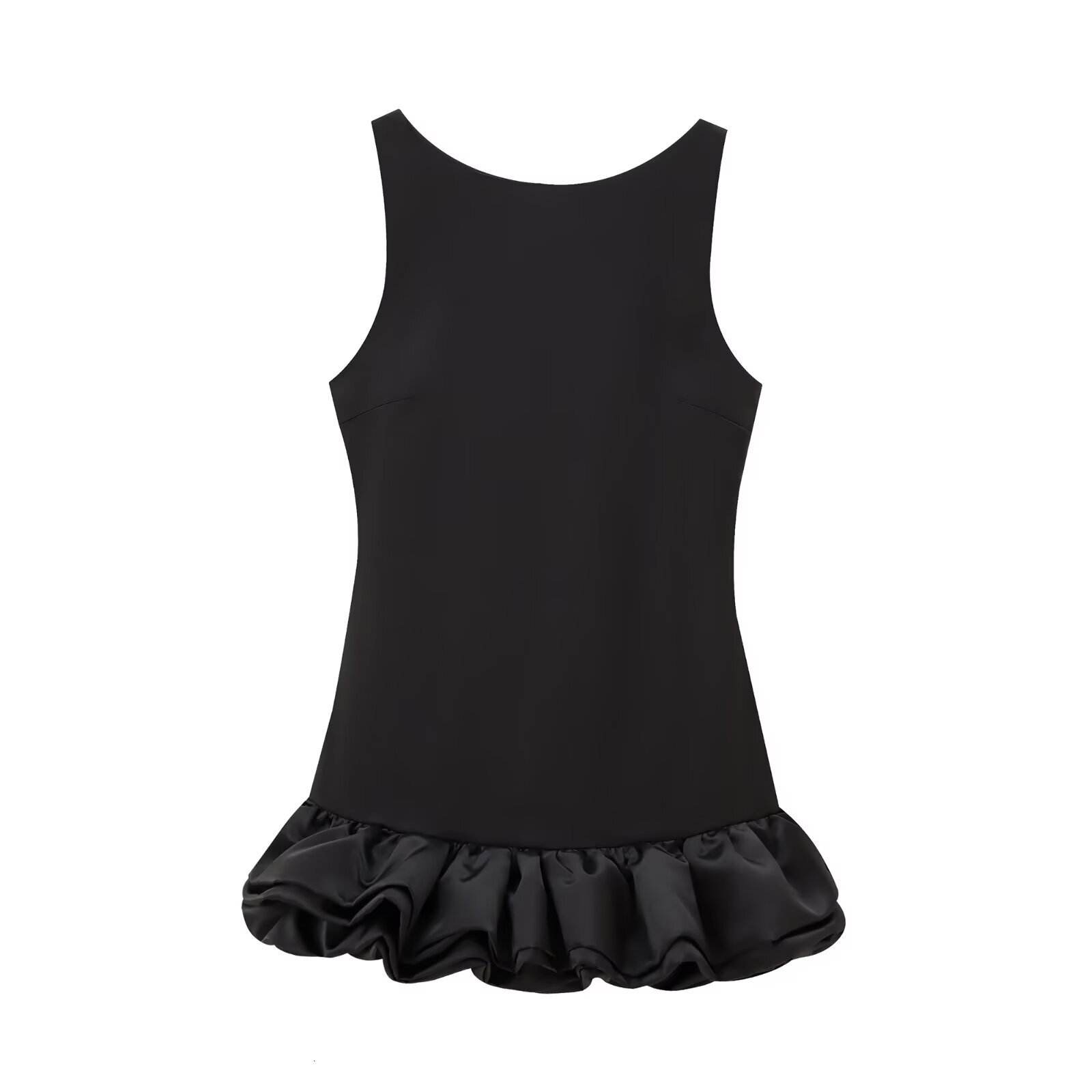 2025 Summer New Women's Fashion fashion Solid Color Sleeveless Ruffle Short Skirt New Designer