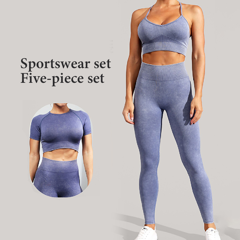 Fall European and American best-selling tight-fitting sports bra top, seamless yoga pants, fitness long-sleeved yoga set for women