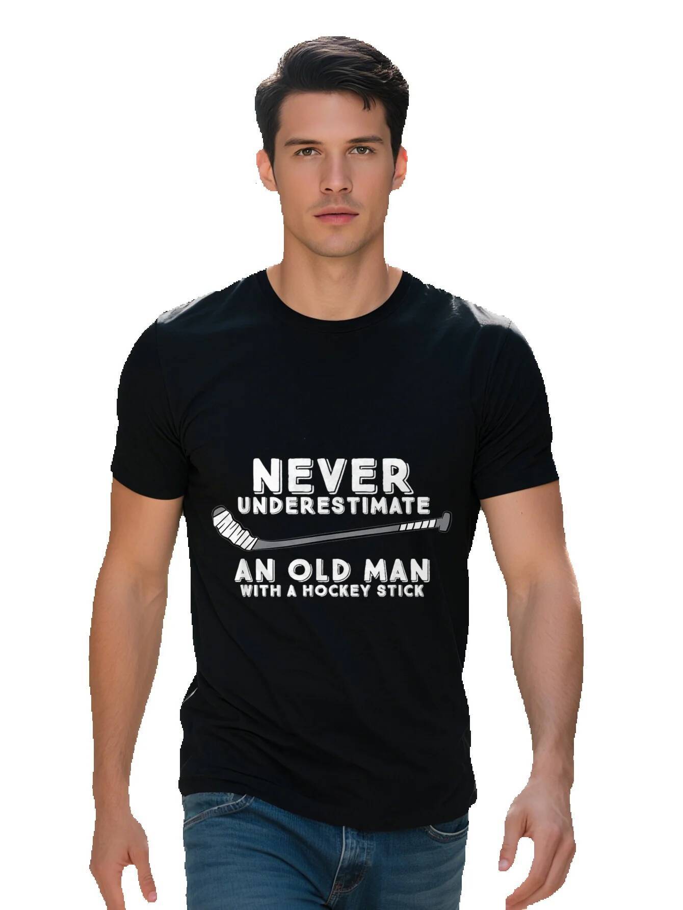 Never Underestimate An With A Stick Old Man Hockey T Shirt d602d
