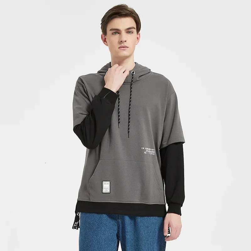 Hoodie Sweatshirt Mens Hip Hop Pullover Hoodies Streetwear Casual Fashion Clothes Colorblock Cotton 250811