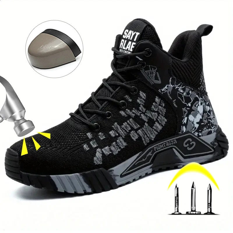 High Top Safety Shoes Men Work Shoes Men Women Work Safety Boots Mens Work Shoes Fashion Security Protective Boots 250805