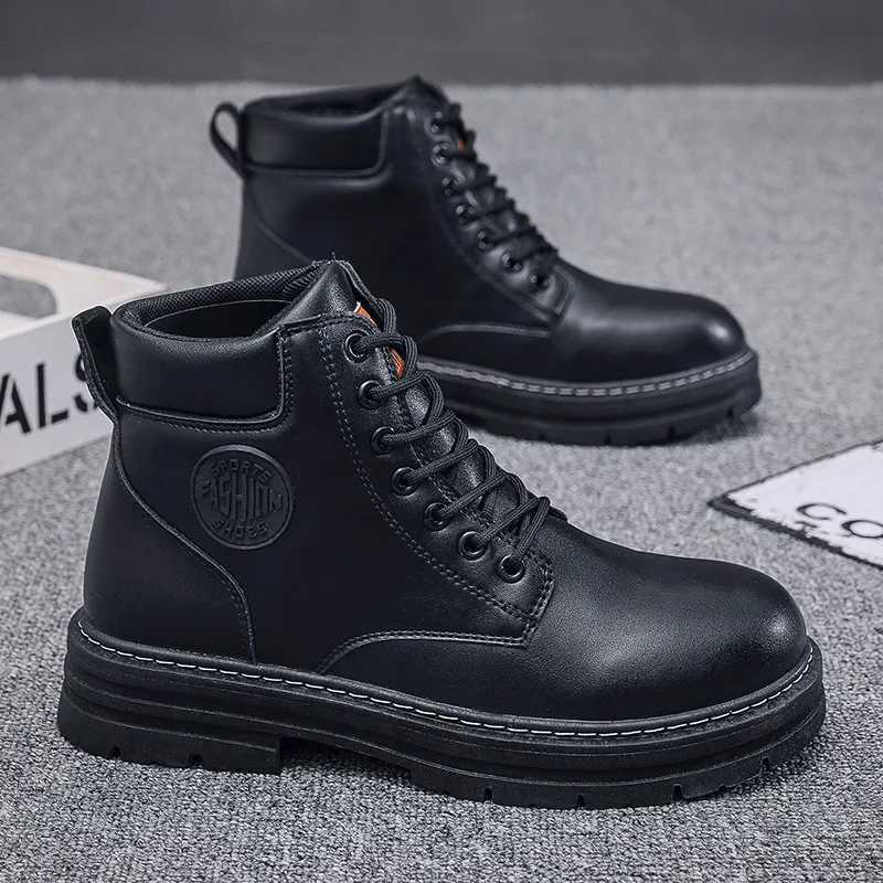 New Autumn Men Shoes Boots High Top Fashion Motorcycle Leather Shoes Outdoor Leisure Comfortable Boots Male Lace-Up Botas W250811
