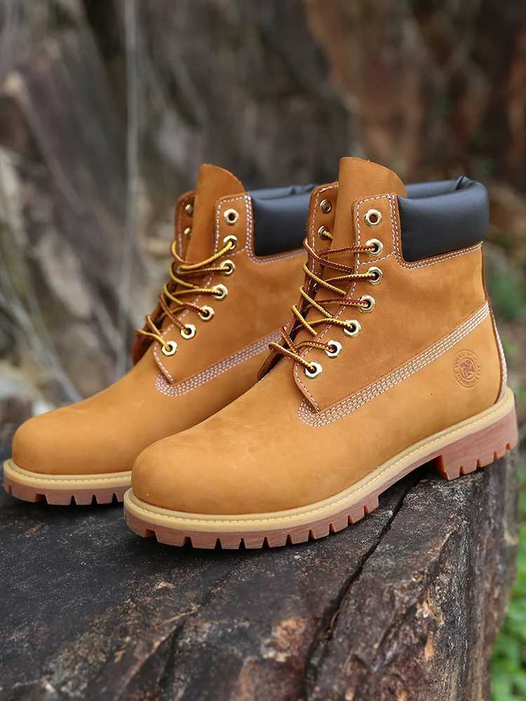New Work Boots Mens Original Comfy Shoes Outdoor Hiking Leather Casual Shoes For Men Basic Boots Waterproof Yellow Boots W250811
