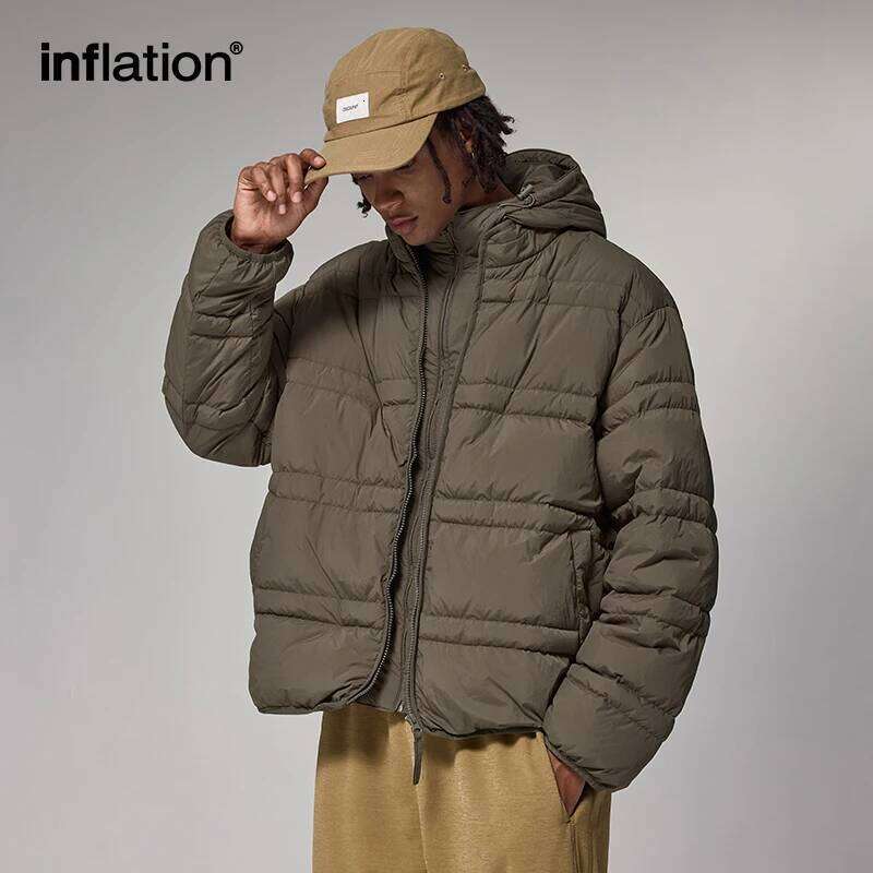 IATION Water-Resistant Down Jacket Unisex Streetwear Warm Loose Fit Outerwear with Detachable Design for Men