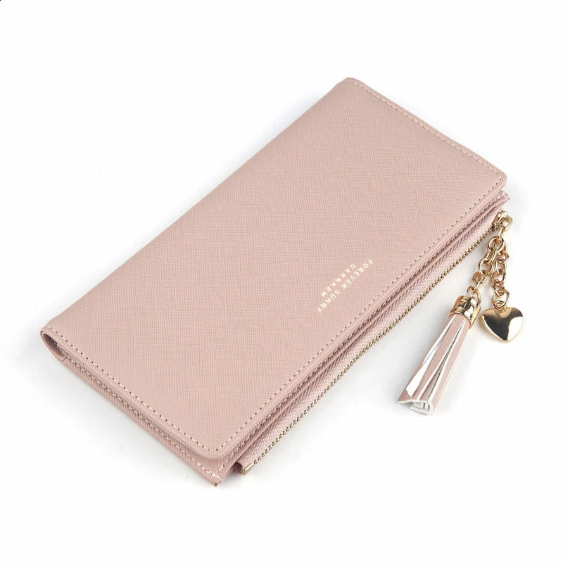 Women Long Wallet Tassel Zipper Phone Case Crossed Grain PU Leather Coin Purse Card Holder Cute Clutch Pink Money Bag For 250809