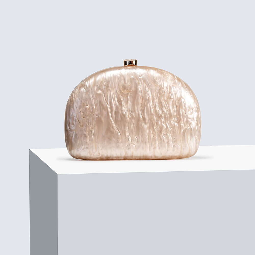 Women's New Semi-Circular Press Acrylic Evening Single Shoulder Crossbody Wedding Banquet Clutch Bag