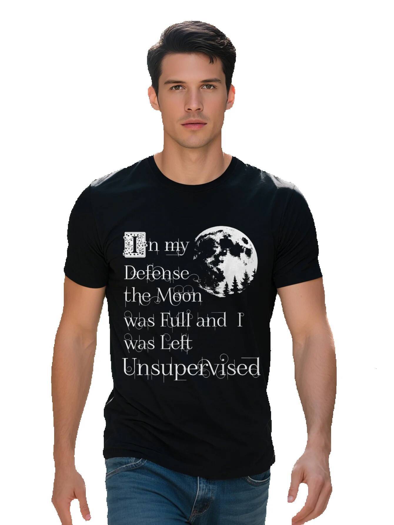 Halloween Full Outer Space Science Graphic Tee Cotton Short Sleeve Crew Neck Casual Fit Black with White Text d371a e7565