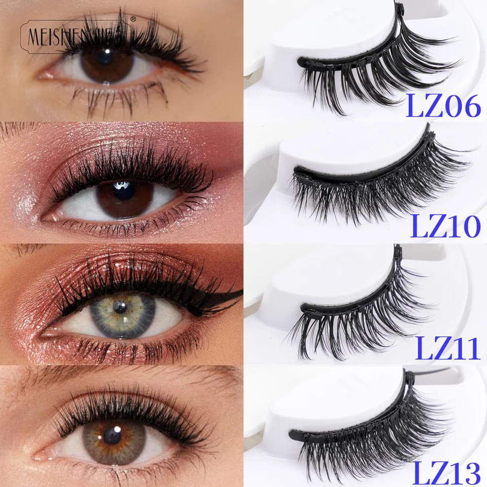 MEISHENJIE 1pair Magnetic Eyelashes Tweezers Set Reusable Eyelash Extension 3D Lash Natural Thick False Eyelashes No Glue Needed 250805