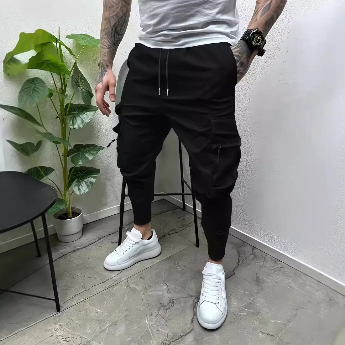 Mens Casual MultiPocket Slim Fit Cargo Pants 250729