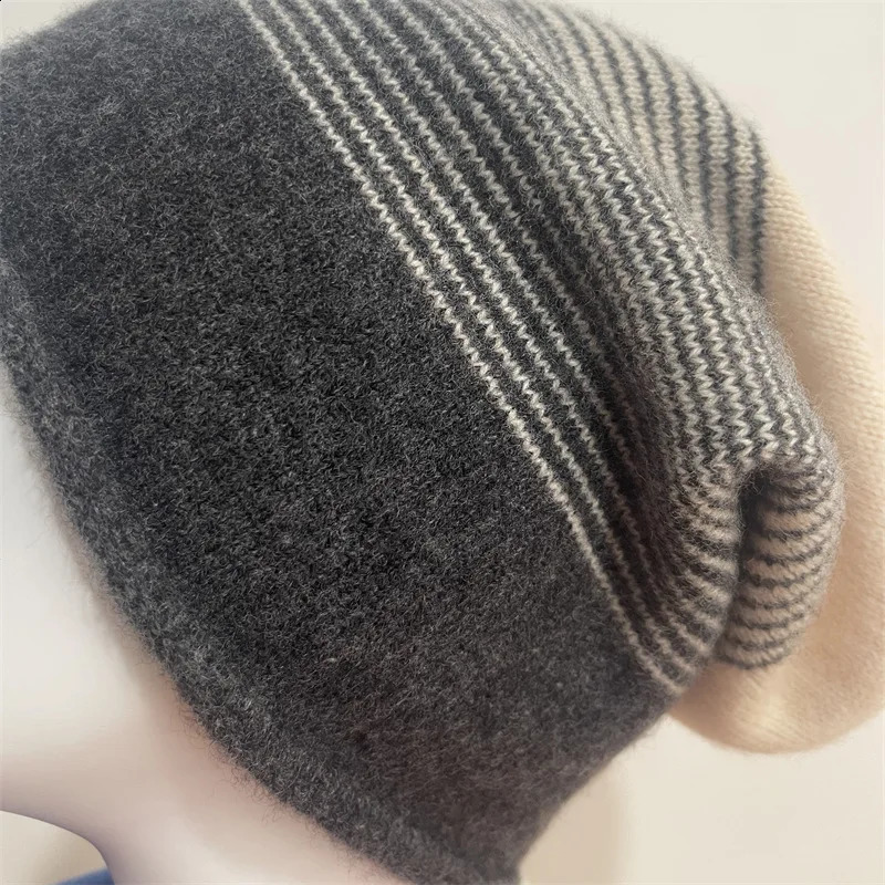 100% Merino Fine Wool Slouchy Beanie Soft Fashionable Rolled Edge Warm Knit Unisex Autumn Winter Casual Daily Wear 250805