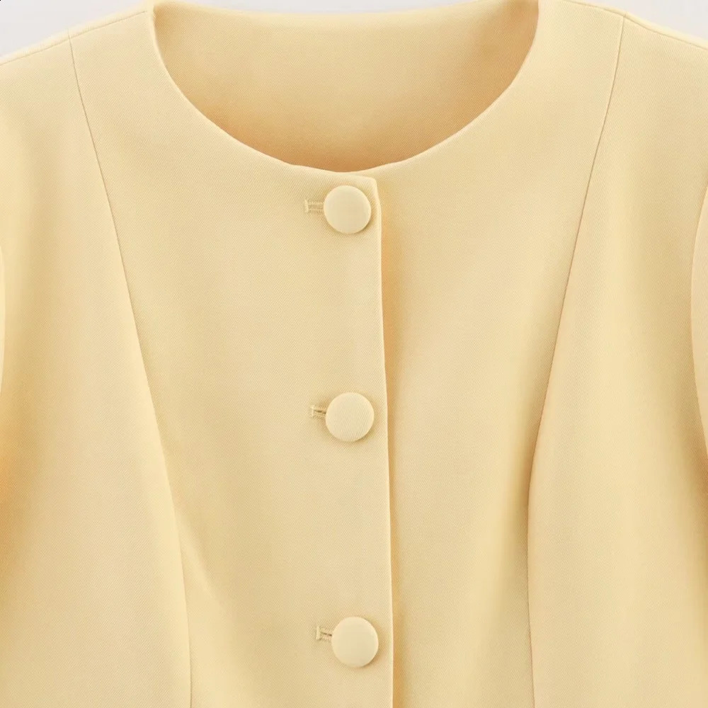 UNIZERA womens buckle round neck fashionable slim fit jacket for spring and summer casual womens clothing 250804