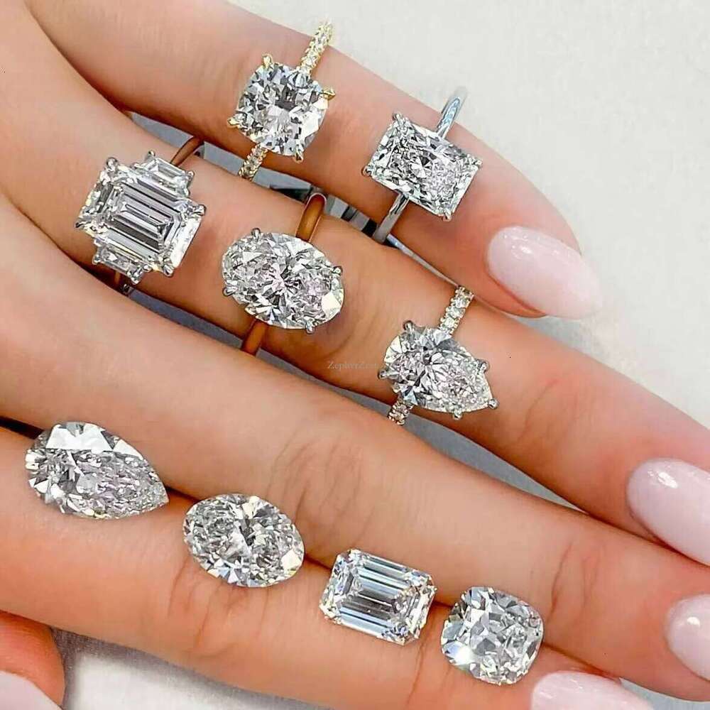 Wedding 2ct Moissanite Lab Grown Dia Baguette Emerald Cut Sterling 10k 14k Engagement Ring