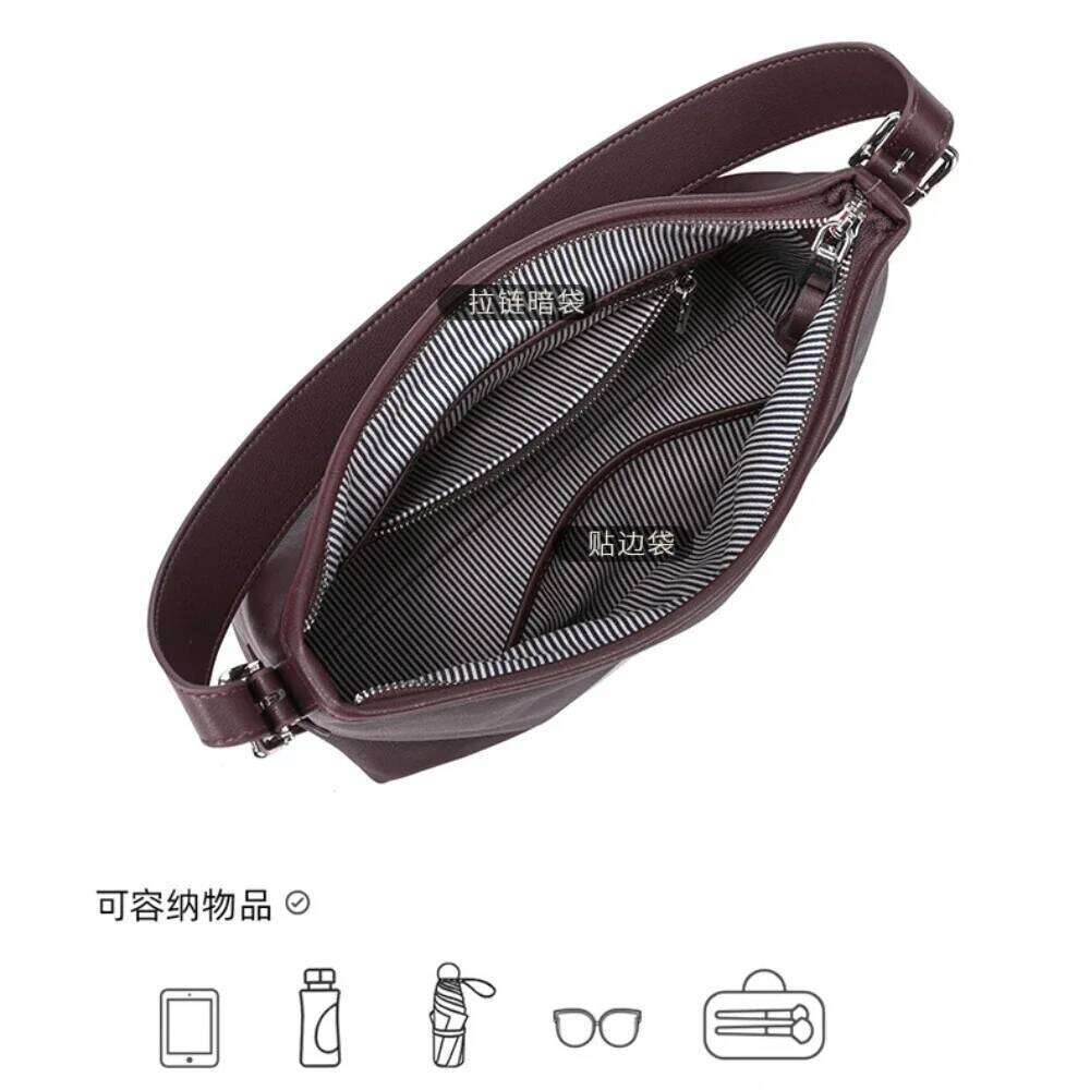Strictly Select Natural Cow Leather Women Single Shoulder Chocolate Color Large All-match Soft Ladies Crossbody Bag
