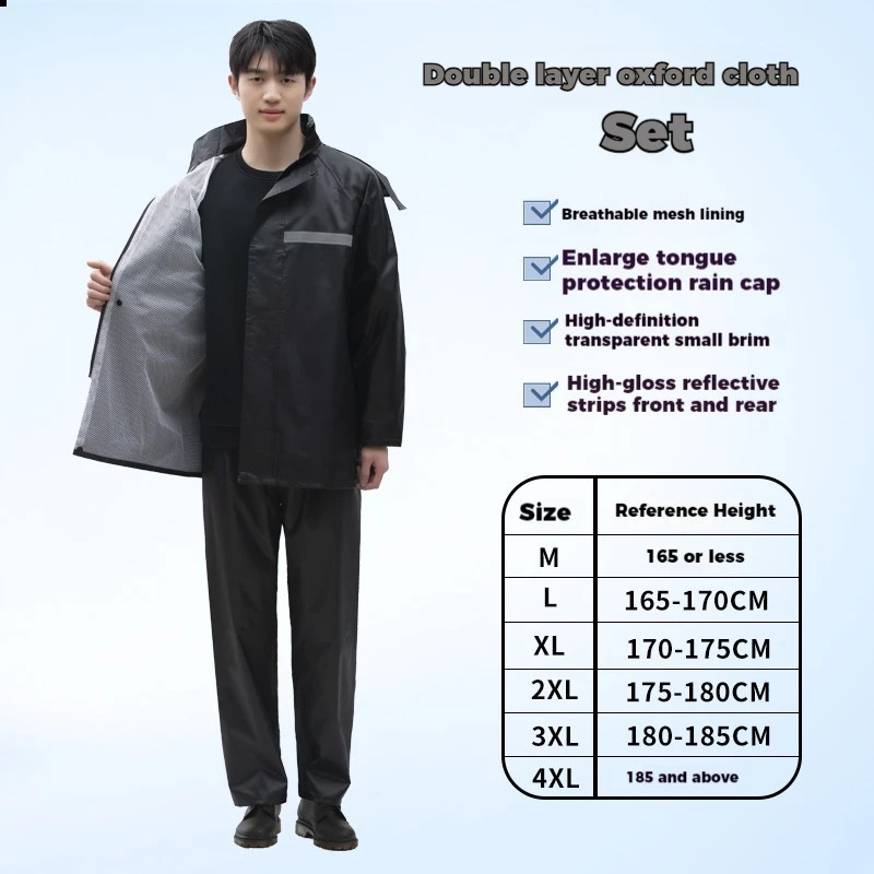 Raincoat and Rainpants Suit Full Body Rainstorm Prevention Electric Bicycle Motorcycle Takeaway Riding Reflective Split Raincoat 250809CJ