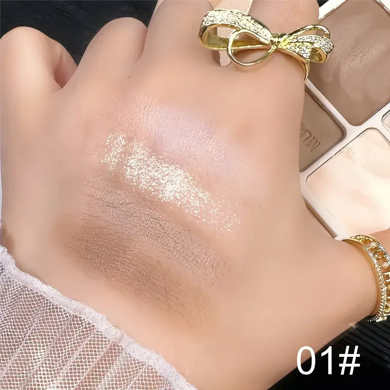 Four-color Highlighter Powder PaletteShimmer Brighten FaceContouring Highlight Champagne Gold Bronzer Makeup 250811