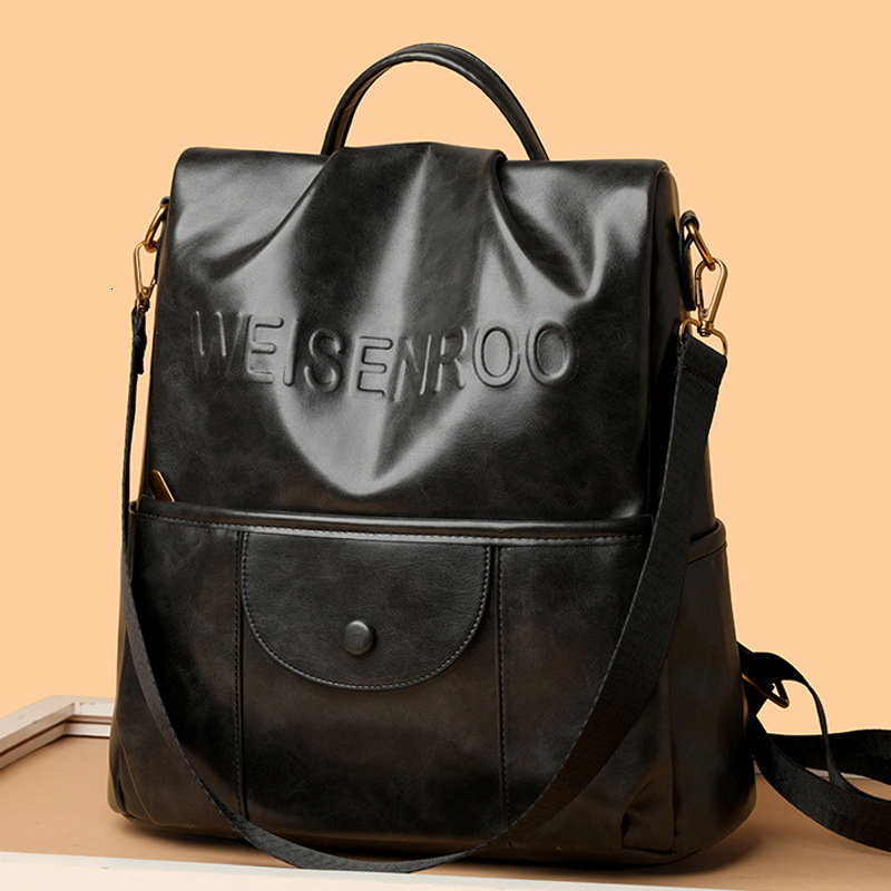 Oil Wax Leather Women's New Casual Anti-theft Backpack Commuting Travel Large Capacity Student Schoolbag ddmymoon