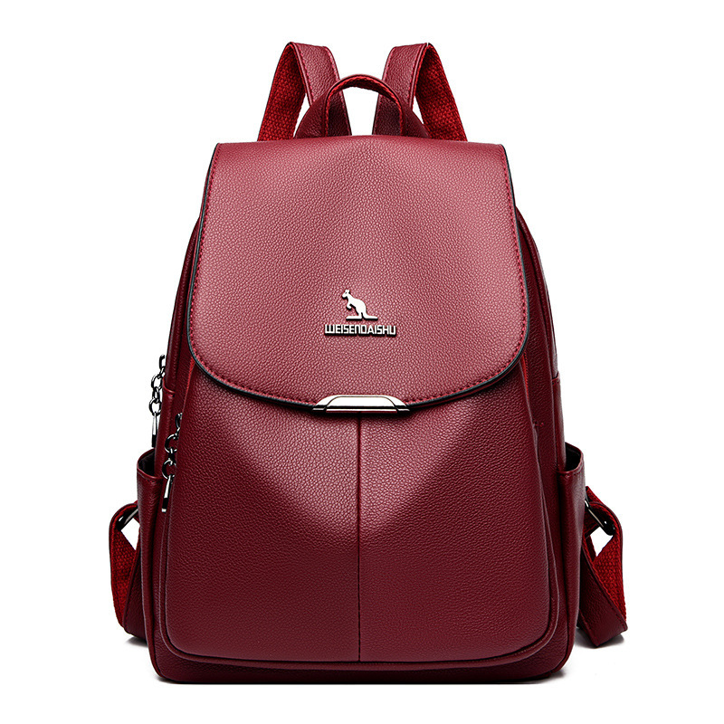New PU Soft Leather for Women, Large Capacity Travel Bag, Simple Casual Backpack ddmymoon