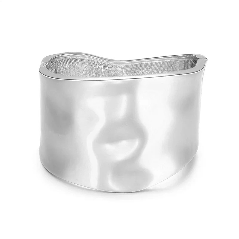 KMVEXO Punk Hip Hop Wide Asymmetric Bangles Bracelets For Women Statement Alloy Bangles Men Jewelry Femme Accessories Manchette 250808