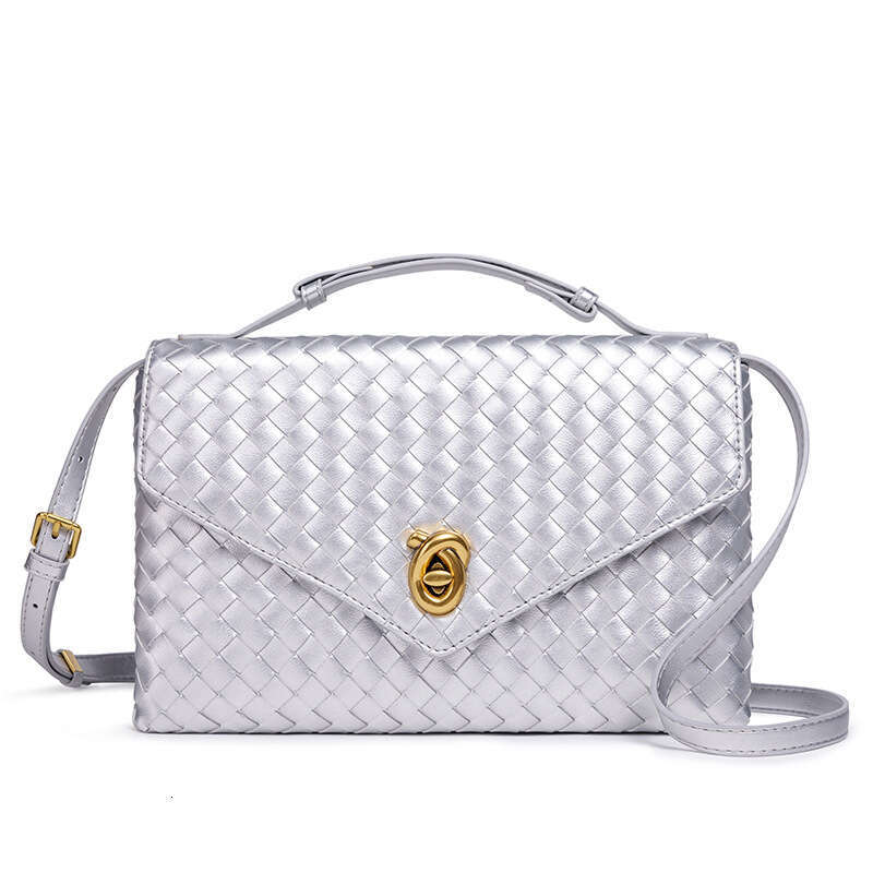 2025 New Handwoven Small Square Box Women's Fashion Trend Lock Large Capacity Handbag Crossbody Bag