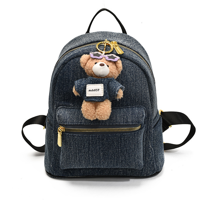 Trendy PU Denim Women's 2025 New Outdoor Casual Travel Small Backpack Student School Bag ddmymoon
