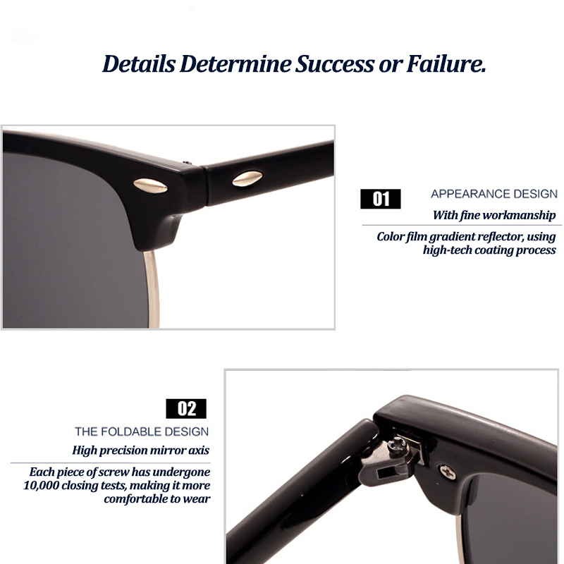 Moshu 3016 Polarized Sunglasses European & American Style Retro Men's UV Protection Trendy Women's Studded Sunglasses Wholesale