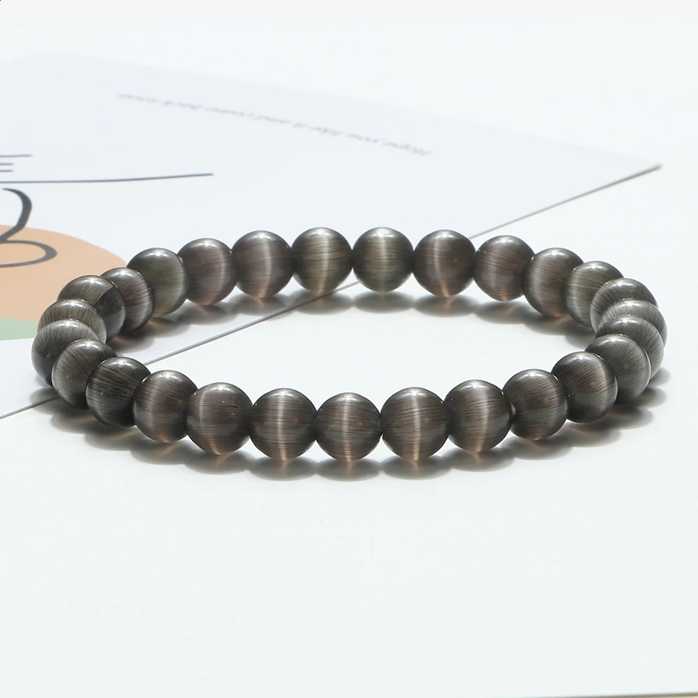 Natural Cat Eye Stone Bracelet Charm Women Opal Beaded Bracelets Multicolor Stretch Bangles Men Yoga Wrist Jewelry Friends Gifts 250805
