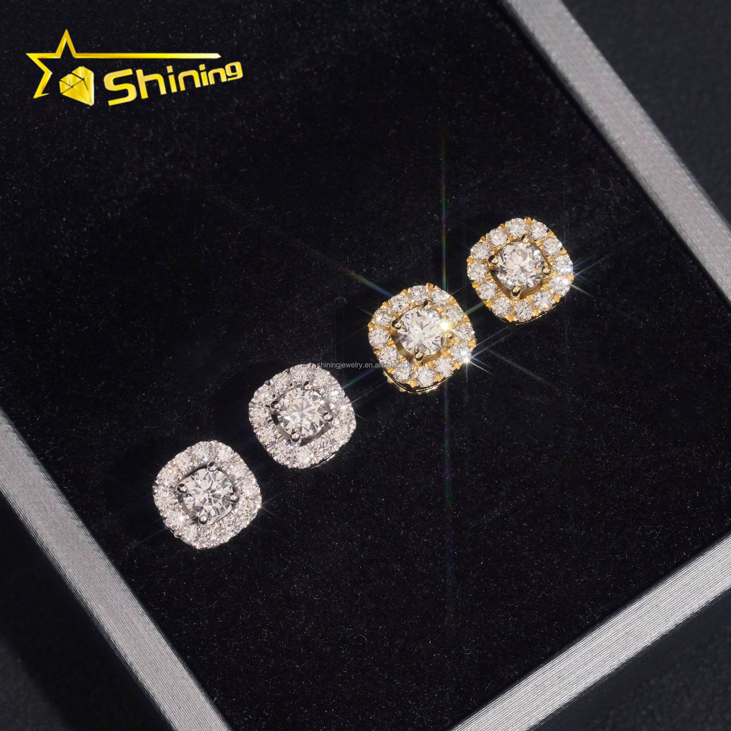 New Arrivals Fire Jewelry Stock Stud Earring Lab Grown Diamond Hip Hop Iced Out 925 Solid Silver Fashion Stud Earrings Women Men