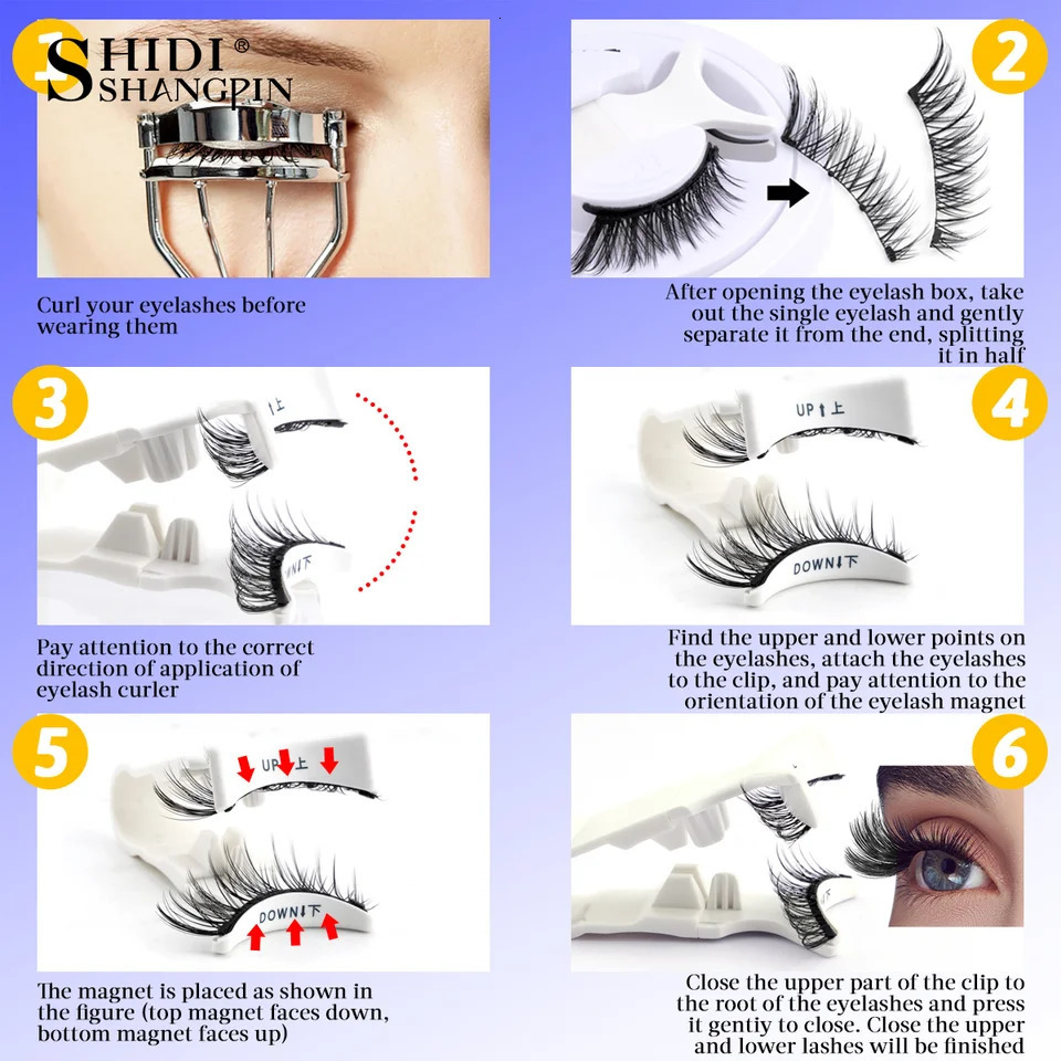 Magnetic Lashes Kits 1Pair 3D Magnet Band Soft Natural Fluffy Reusable False Mink Eyelashes Waterproo Free Glue Makeup Tools 250805