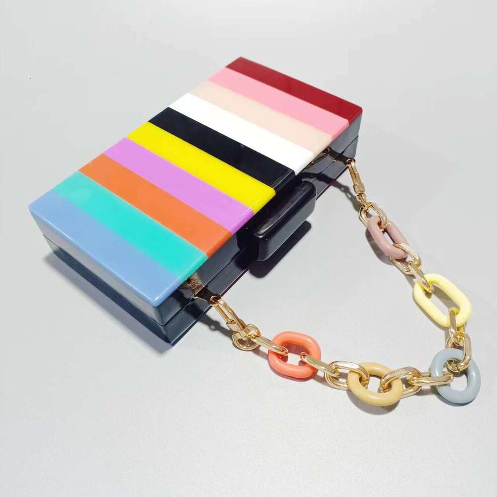 Summer Evening Patchwork Trendy Acrylic Single Shoulder Chain Bag for Women