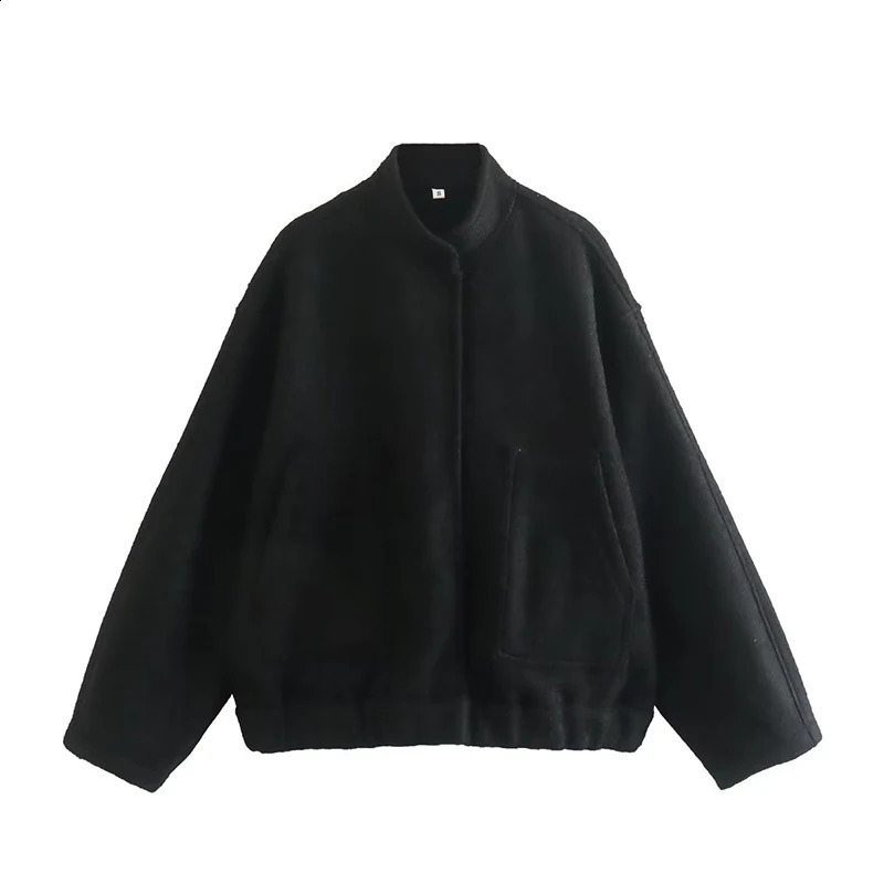 BKLD Casual Fashion Style Womens Pink Fleece Thick Warm Jackets Simple Elegant Stand Collar Long Sleeve Pockets Loose Fit Coats 250805