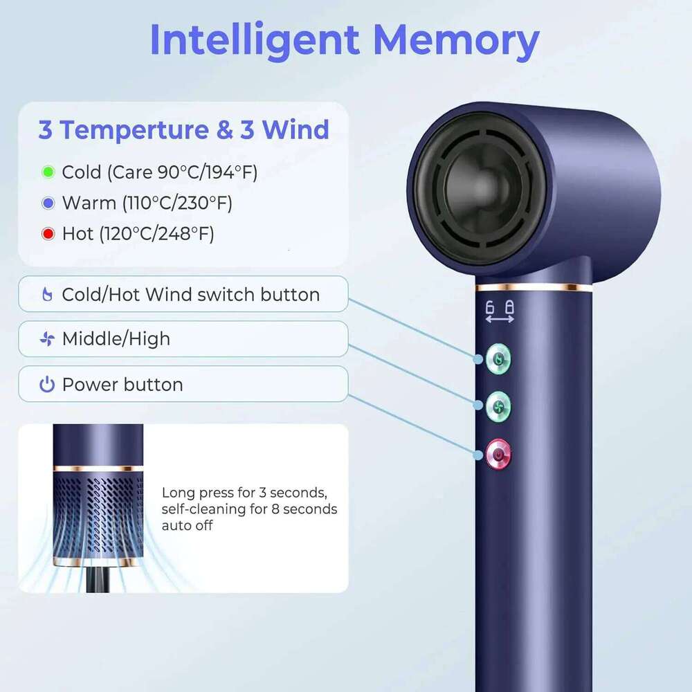 5 In 1 High Speed Brushless Blow Dryer Negative Ionic Heating Brush Hot Air Styling Comb Auto Hair Curler High Quality