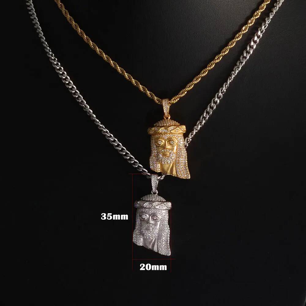 ICEBLING Hip Hop Jewelry Iced Out Moissanite Jesus Head Pendant Pass Diamond Test Rose Gold Plated 925 Silver Charm Necklace