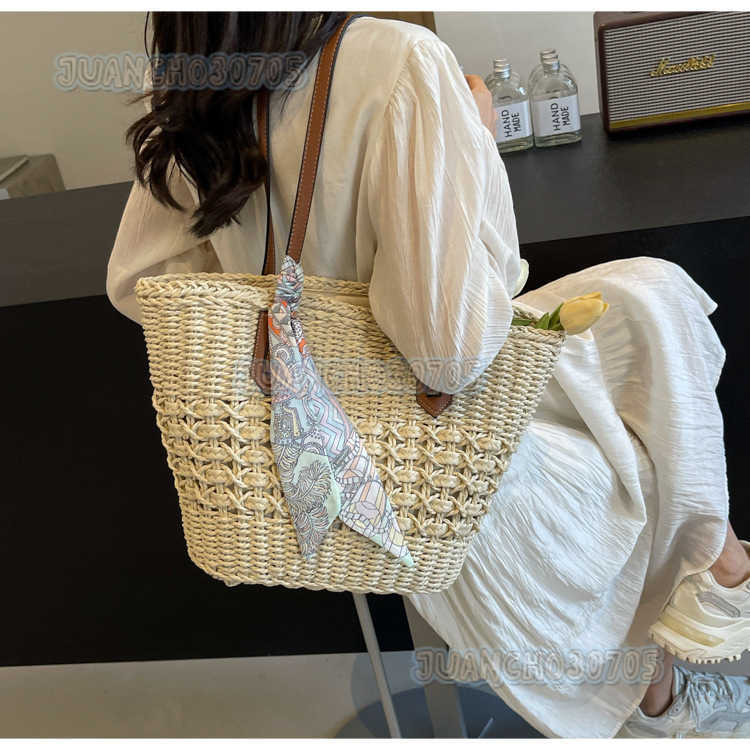Woven Straw Bag Large Capacity 2025 Summer New Vacation Versatile Shoulder Basket Handheld Beach Bag H250809
