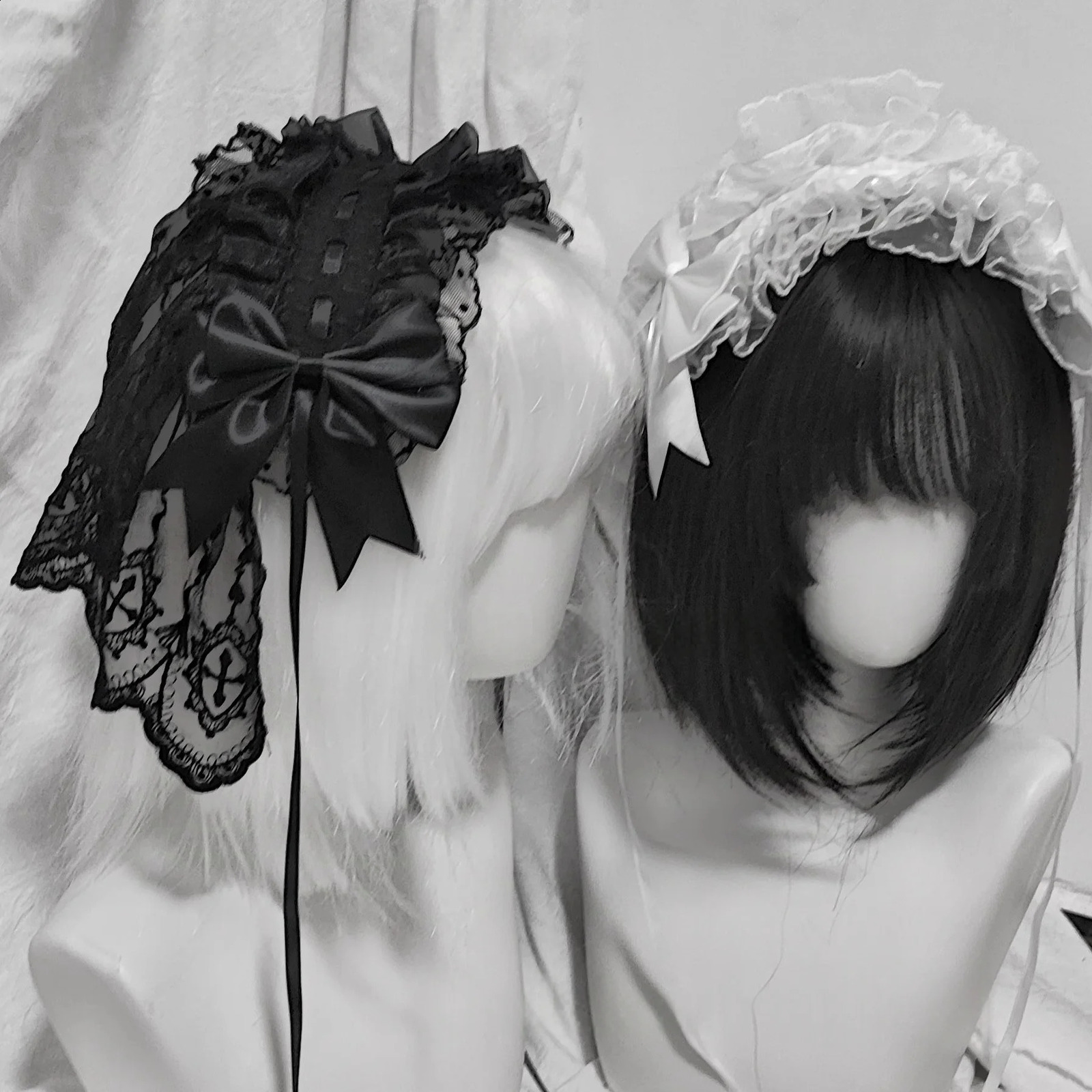 4 Types Original Lolita Bridal Veil Versatile Headband Gothic Dark Lace Angel Headpiece Lolita Cosplay Ruffled Hair Accessory 250805