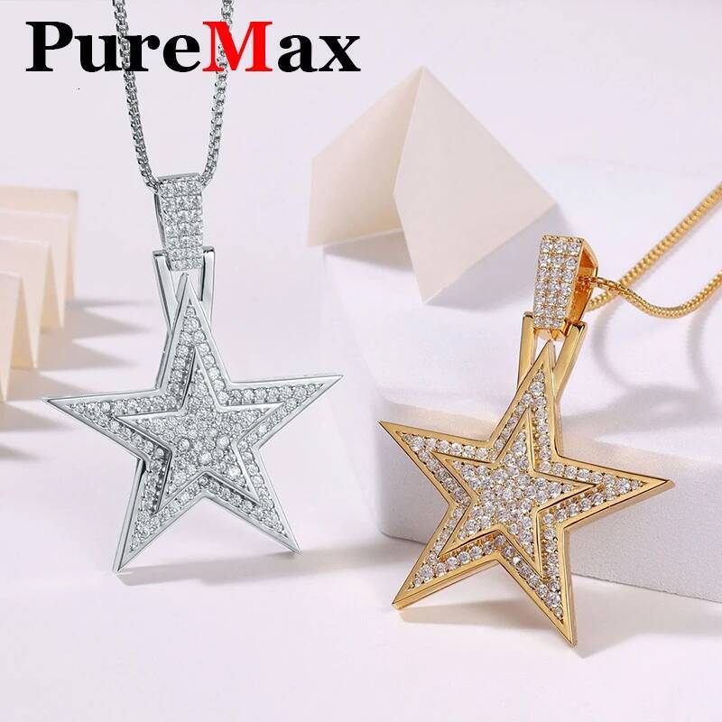 Unisex D Color Full Moissanite Pendant Necklace For Women Man 18k Gold Plated 925 Sterling Silver Diamond Chain Jewelry Gifts