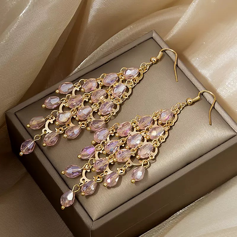 Fashionable rhinestone crystal earrings for girls Fashionable accessories earrings